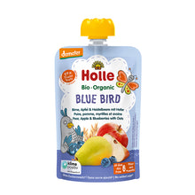 Load image into Gallery viewer, Holle Organic Blue Bird - Pouch pear & apple with blueberry with Oats 1000g from 6 months (box of 12)