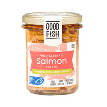 Load image into Gallery viewer, Good Fish Alaskan Salmon in Extra Virgin Olive Oil 195gm jar
