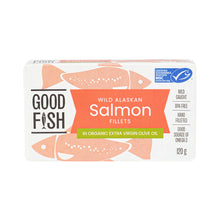 Load image into Gallery viewer, Good Fish Alaskan Salmon in Extra Virgin Olive Oil 125gm can
