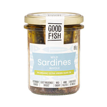 Load image into Gallery viewer, Good Fish Sardines in Extra Virgin Olive Oil 195gm jar
